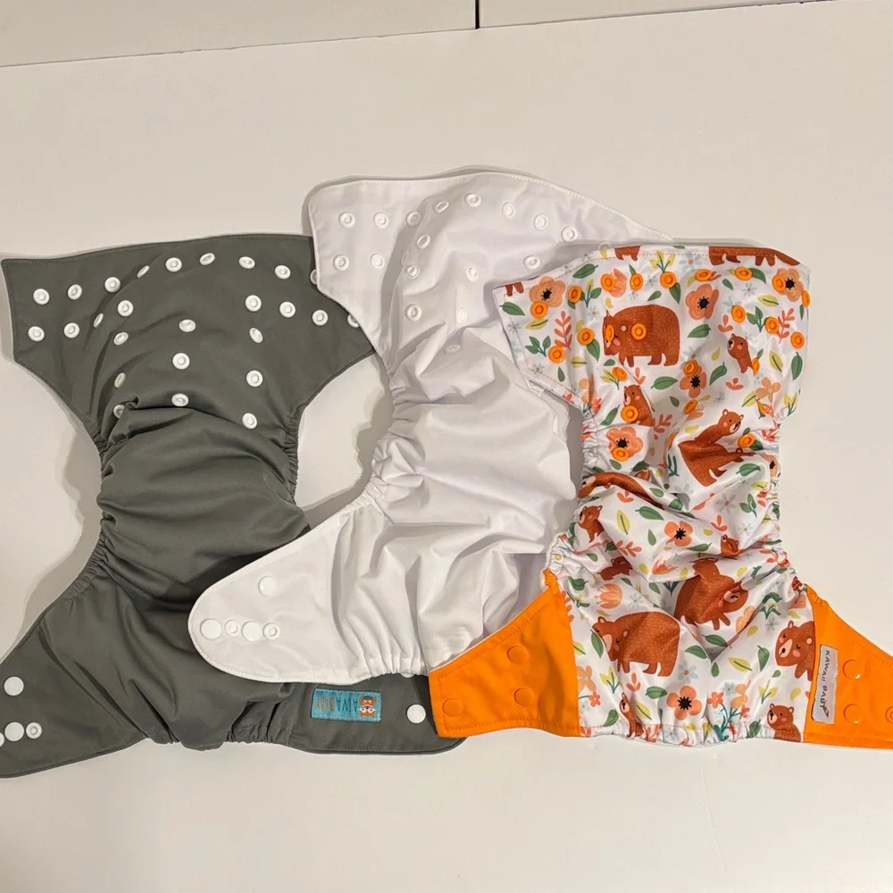 Gray and Orange Cloth Diaper Covers - 3